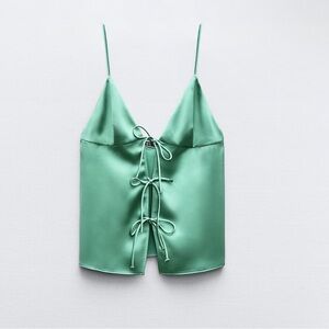 Zara Satin Effect Top w Bow NWT
